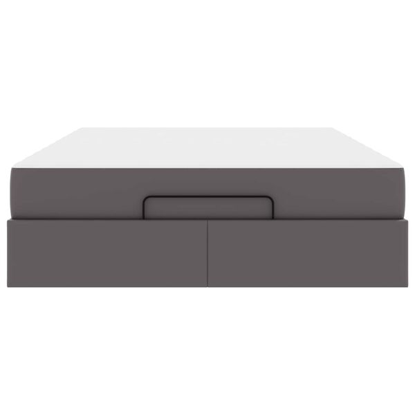 vidaXL Gultas rāmis ar matraci ar matraci 2 pcs Pelēka PVC