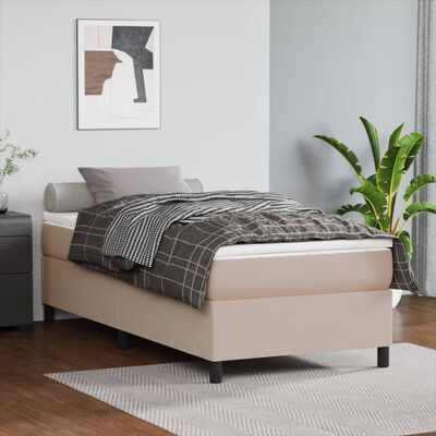 vidaXL gultas rāmis, kapučīno krāsas, 90x190 cm, mākslīgā āda