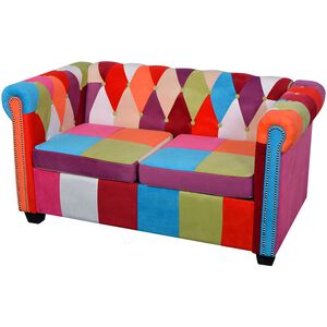vidaXL divvietīgs Chesterfield dīvāns, audums