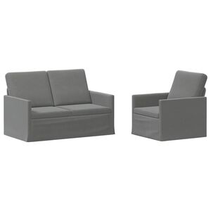 vidaXL Dīvānu komplekts 2 pcs Tum&scaron;i pelēka Samts