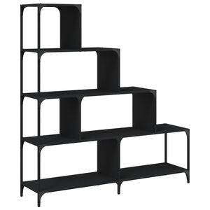 vidaXL grāmatu plaukts, 4 līmeņi, melns, 139x33,5x149 cm, koks