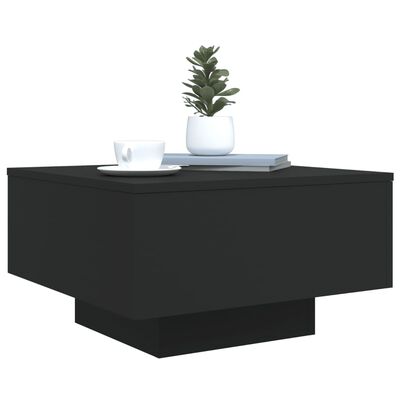 vidaXL kafijas galdiņš ar LED, melns, 55x55x31 cm