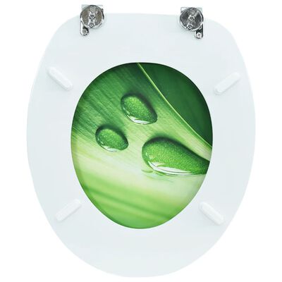 vidaXL tualetes poda sēdeklis ar vāku, MDF, zaļš, ūdens lāšu dizains