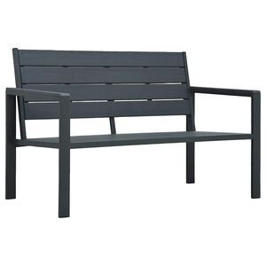 vidaXL dārza sols, 120 cm, pelēks HDPE, koka imitācija