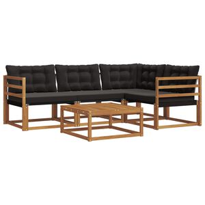 vidaXL Āra dīvānu komplekts ar spilvenu 5 pcs Dabīgs un melns