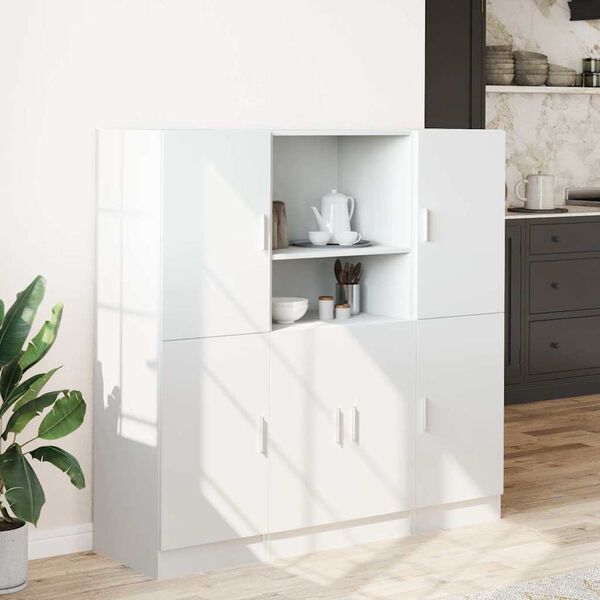 vidaXL 3-daļīgs virtuves skapī&scaron;u komplekts, balts, inženierijas koks