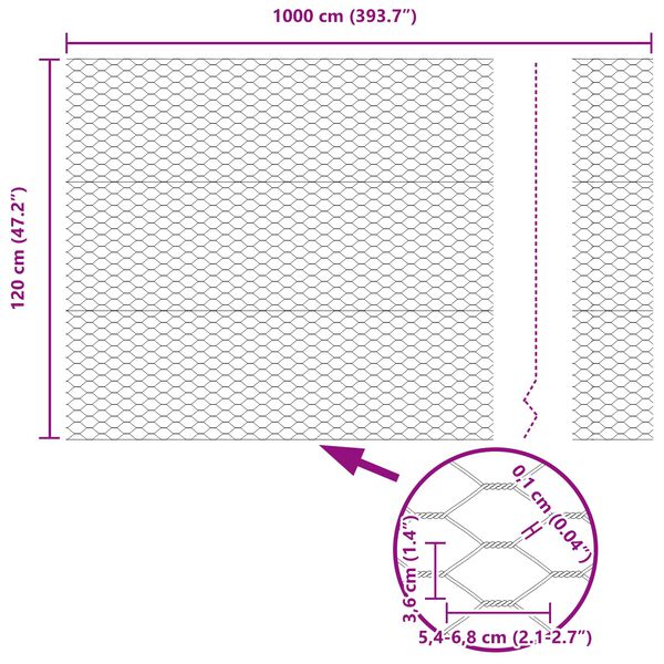 vidaXL Sešstūra žogs Zaļa 1,2 x 10 m PVC