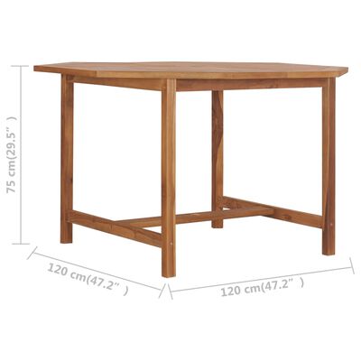 vidaXL dārza galds, 120x120x75 cm, masīvs tīkkoks