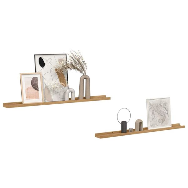 vidaXL Sienas plaukts 2 pcs Brūna 100 x 9 x 3 cm Inženierijas koks