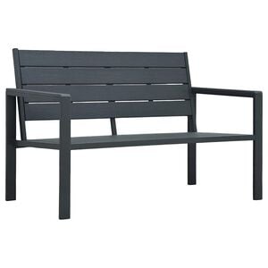 vidaXL dārza sols, 120 cm, pelēks HDPE, koka imitācija