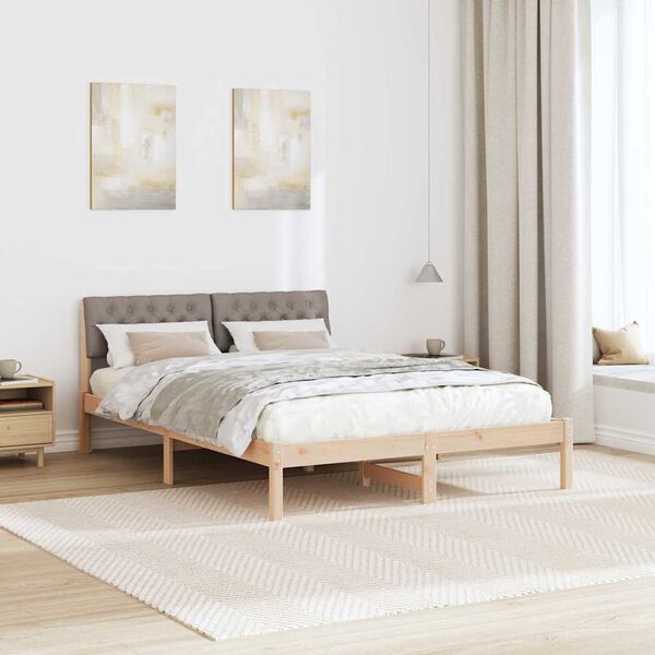 vidaXL Gultas rāmis Braun un taupe 160 x 200 cm Priedes masīvkoks