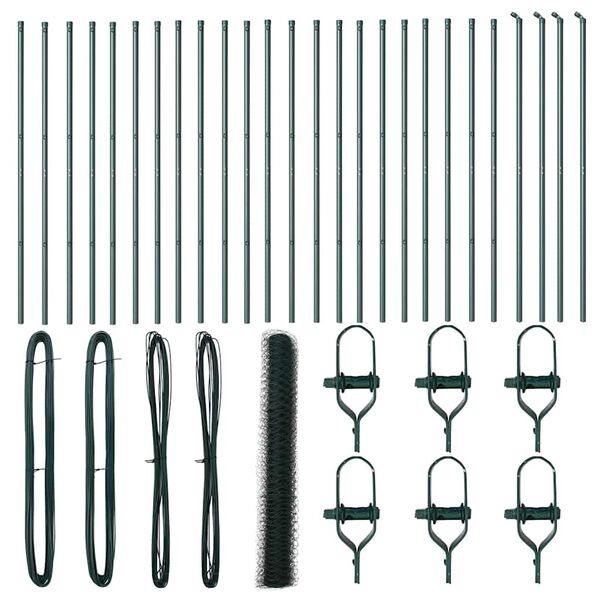 vidaXL Žoga āķis Zaļa 50 x 1,2 m (50 mm acs) Tērauds un PVC