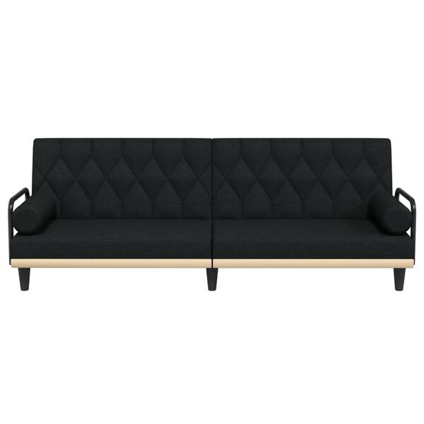 vidaXL dīvāngulta ar roku balstiem, melns audums