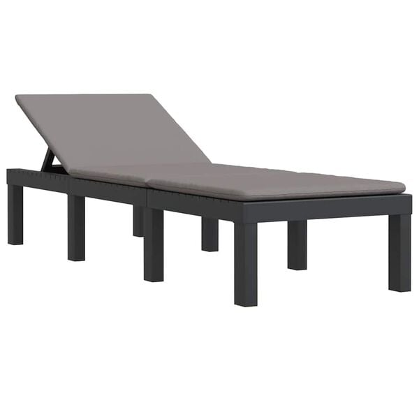 vidaXL sauļo&scaron;anās zvilnis ar matraci, antracītpelēks, PP
