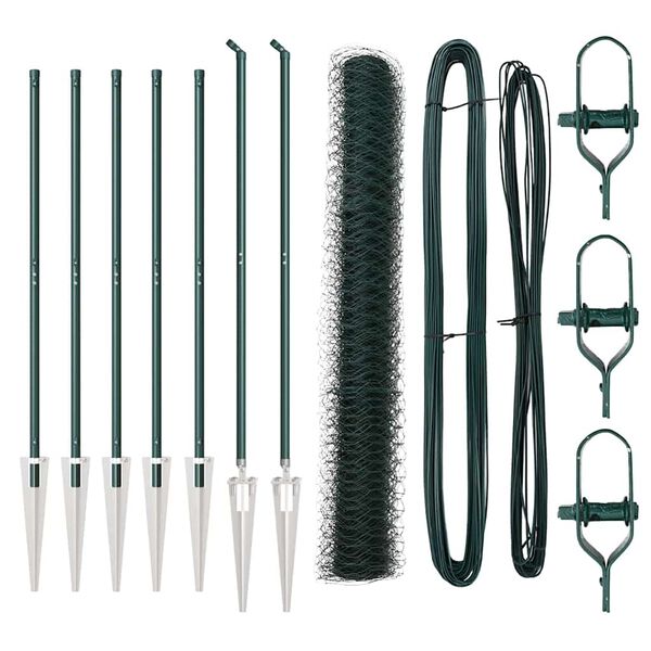 vidaXL Žoga āķis Zaļa 10 x 1 m (50 mm siets) Tērauds un PVC