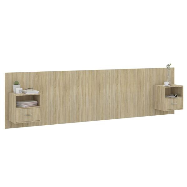 vidaXL gultas galvgalis ar skapī&scaron;iem, ozola krāsā, inženierijas koks