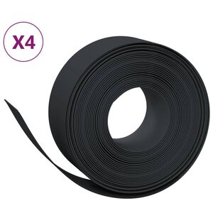 vidaXL dārza apmales, 4 gab., 10 m, 20 cm, polietilēns, melnas