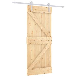 vidaXL Slīdo&scaron;ās durvis Dabisks un balts 85 x 210 cm Cieta priedes koks