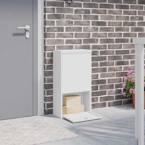 vidaXL Paku nodo&scaron;anas kaste ar durvīm Balts 44 x 22 x 82 cm Tērauds