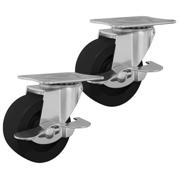 vidaXL Ritenis 2 pcs Melns un sudraba 63 x 48 x 46 mm