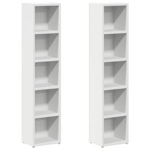 vidaXL CD plaukti, 2 gab., 21x16x93,5 cm, balti, skaidu plāksne