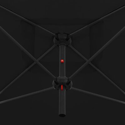 vidaXL dubultais saulessargs ar tērauda kātu, 250x250 cm, melns