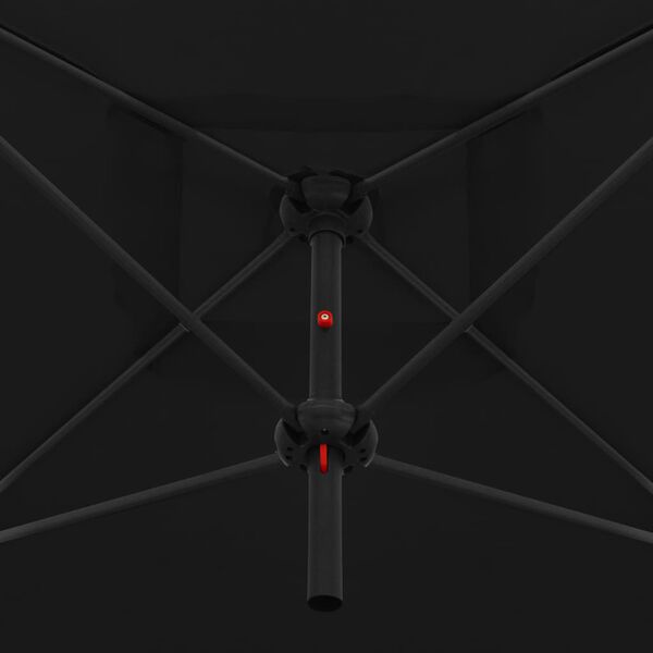 vidaXL dubultais saulessargs ar tērauda kātu, 250x250 cm, melns