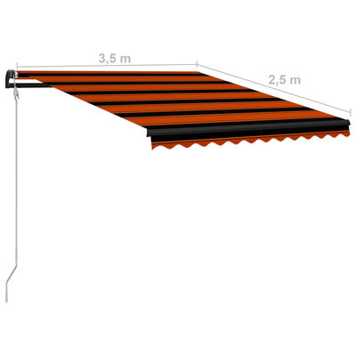 vidaXL izvelkama markīze ar vēja sensoru un LED, oranža, 350x250 cm