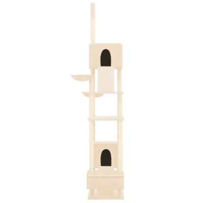 vidaXL kaķu māja līdz griestiem, krēmkrāsas, 277-303 cm
