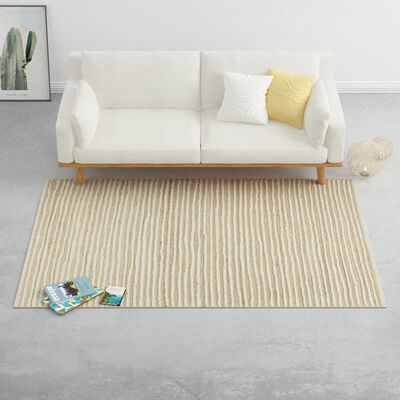 vidaXL paklājs, kaņepes, vilna, 160x230 cm, dabīga un balta krāsa