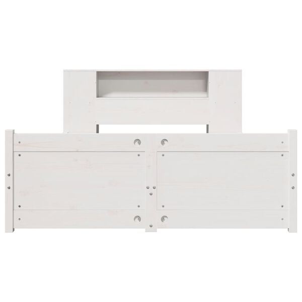 vidaXL gulta ar grāmatu plauktu, bez matrača, 140x200 cm, priedes koks