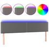 vidaXL gultas galvgalis ar LED, 180x5x78/88 cm, pelēka mākslīgā āda
