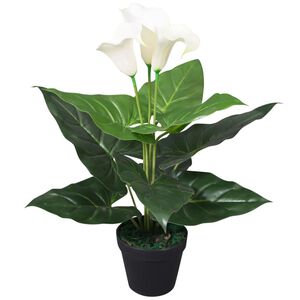vidaXL mākslīgais augs, kalla llilija ar podiņu, 45 cm, balta