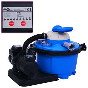 vidaXL baseina sūknis ar smil&scaron;u filtru un taimeri, 450 W, 25 L