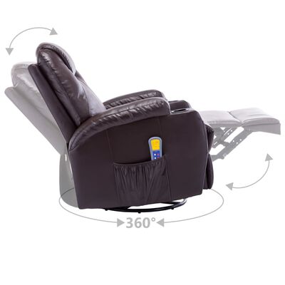 vidaXL masāžas šūpuļkrēsls, brūna mākslīgā āda