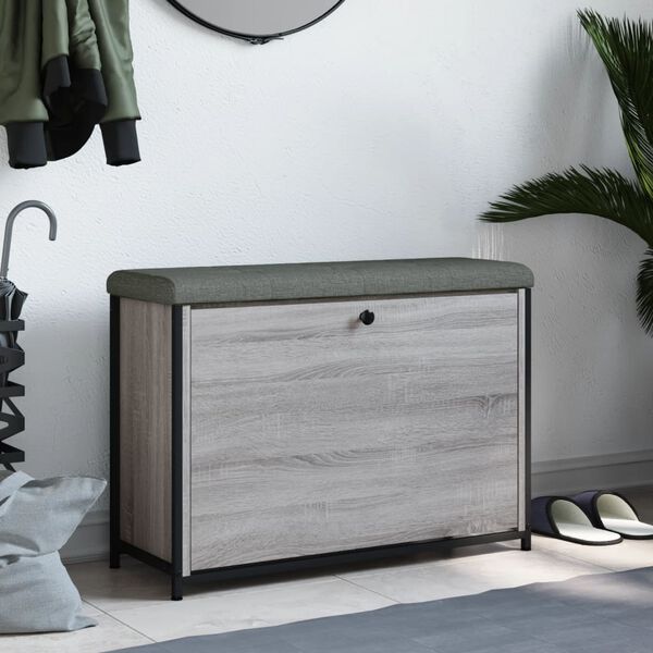 vidaXL apavu sols ar atvāžamu atvilktni, pelēks, 82x32x56 cm