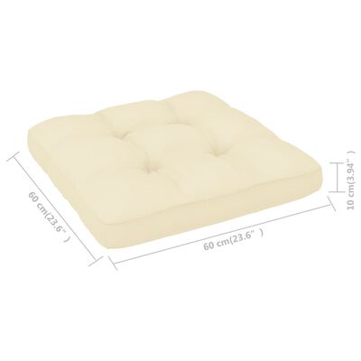 vidaXL palešu dīvāna matracis, 60x60x10 cm, krēmkrāsa