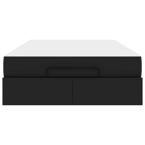 vidaXL Gultas rāmis ar matraci ar matraci 2 pcs Melna PVC