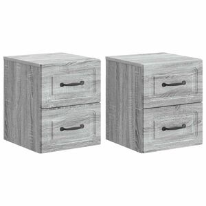 vidaXL Sienā stiprināms nakts skapis 2 pcs Pelēks Sonoma ozols