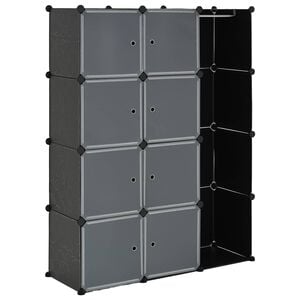 vidaXL moduļu skapis ar 9 plauktiem, 109x36,5x143 cm, melnbalts