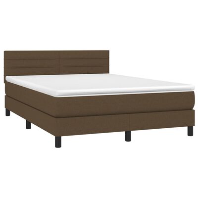 vidaXL atsperu gulta ar matraci, tumši brūna, 140x200 cm, audums