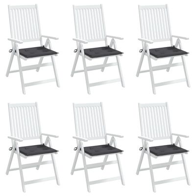 vidaXL dārza krēslu spilveni, 6 gab., pelēki, 50x50x3 cm, audums