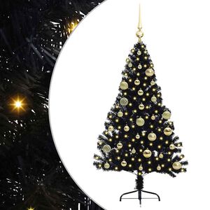 vidaXL Mākslīgais LED Ziemassvētku eglīte su 150 LED Melna 120 cm PVC