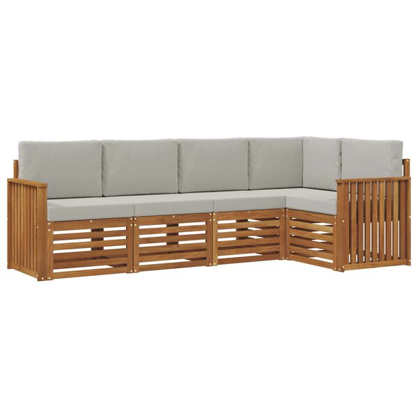 vidaXL Dīvāna komplekti ar spilvenu 5 pcs Dabīgs un gai&scaron;i pelēks