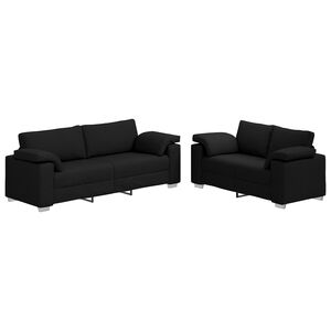 vidaXL Dīvāns 2 pcs Melns 219 x 80 x 82 cm audums