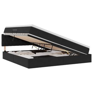 vidaXL Glabā&scaron;anas gulta ar matraci Melna 200 x 200 cm Samts