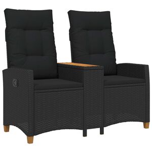 vidaXL Regulējams solis ar galdu 2 -Seater 126 x 65 x 112 cm Melna