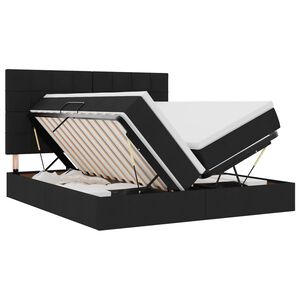 vidaXL Glabā&scaron;anas gulta ar galvas klāju Melns 180 x 200 cm Audums