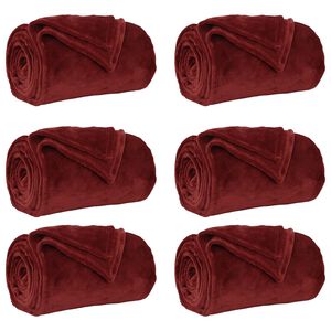 vidaXL Pledu segas 6 gab. Bordo sarkans 130 x 150 cm 3.04 kg Flīss