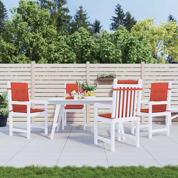 vidaXL dārza krēslu spilveni, 4 gab., sarkani, 100x50x4 cm, audums